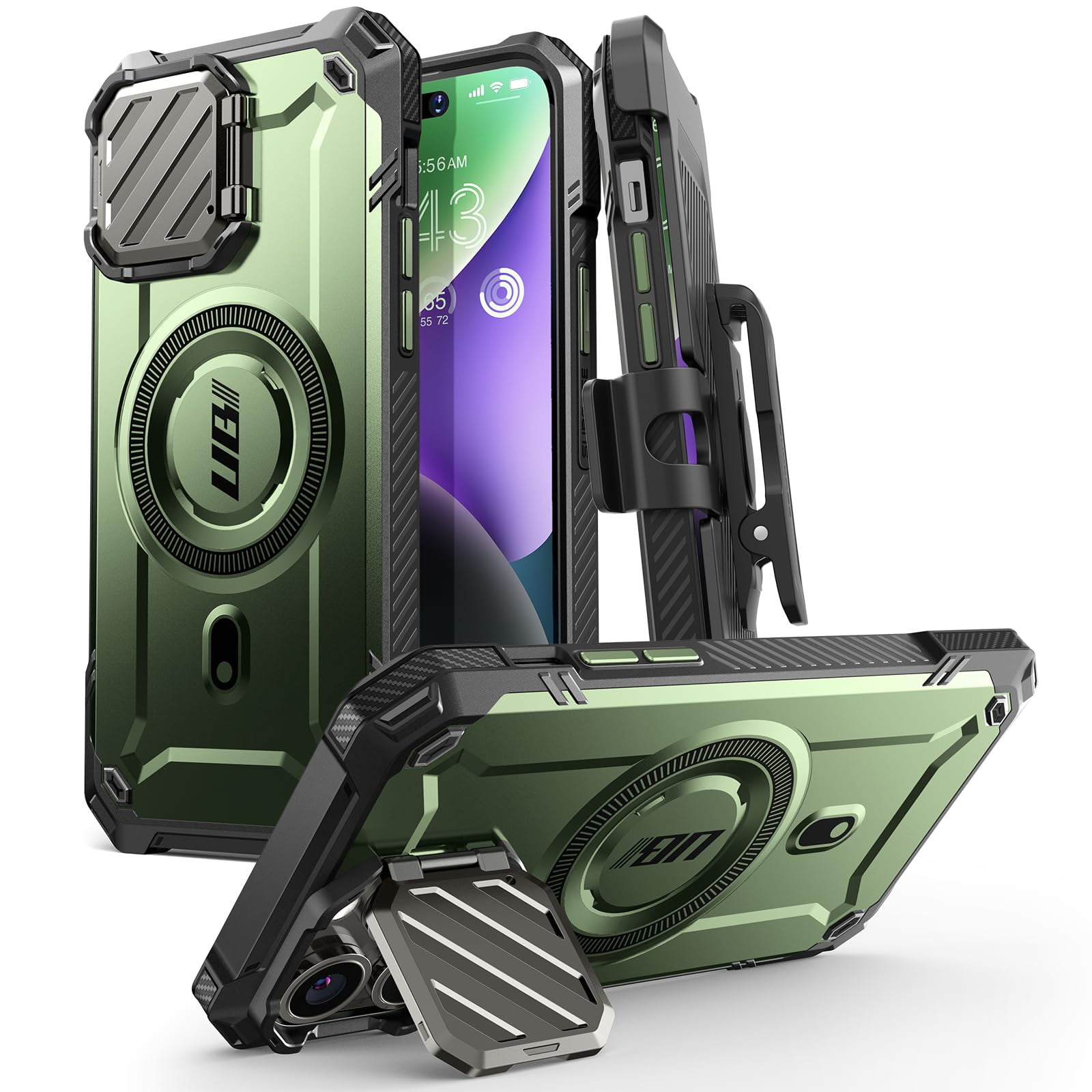 SUPCASE UB Mag XT for iPhone 14 Pro Max/iPhone 13 Pro Max Case with Camera Cover, [Compatible with MagSafe] Full Body Rugged Case with Built-in Kickstand & Belt-Clip (Guldan)