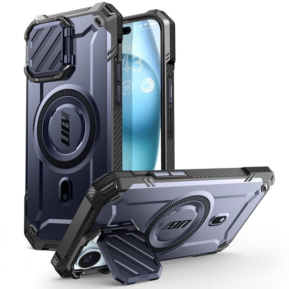 SUPCASE UB Mag XT for iPhone 17e / iPhone 16e / iPhone 15 / iPhone 14 / iPhone 13 (6.1 inch) with Camera Cover Shell, [Compatible with MagSafe] Heavy Duty Case Cover with Built-in Kickstand, BLUE