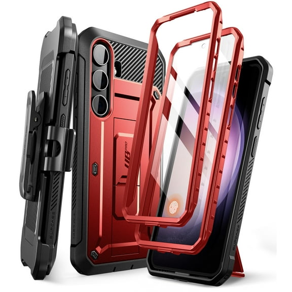 SUPCASE UB Pro Case for Samsung Galaxy S24 Plus, [2 Front Frame] [Military-Grade Protection] Heavy Duty Rugged Case with Built-in Screen Protector & Kickstand & Belt-Clip (Ruddy)