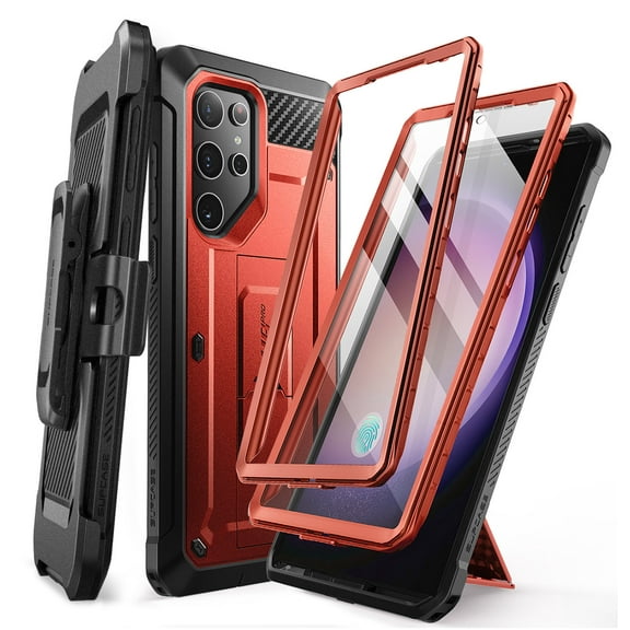 SUPCASE UB Pro Case for Samsung Galaxy S24 Ultra, [2 Front Frame] [Military-Grade Protection] Heavy Duty Rugged Case with Built-in Screen Protector & Kickstand & Belt-Clip (Ruddy)