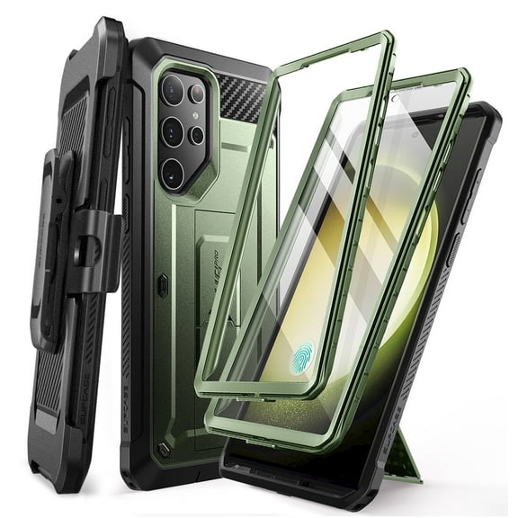 SUPCASE UB Pro Case for Samsung Galaxy S24 Ultra, [2 Front Frame] [Military-Grade Protection] Heavy Duty Rugged Case with Built-in Screen Protector & Kickstand & Belt-Clip (Guldan)
