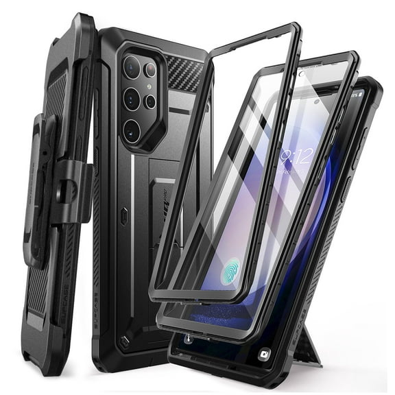 SUPCASE UB Pro Case for Samsung Galaxy S24 Ultra, [2 Front Frame] [Military-Grade Protection] Heavy Duty Rugged Case with Built-in Screen Protector & Kickstand & Belt-Clip (Black)
