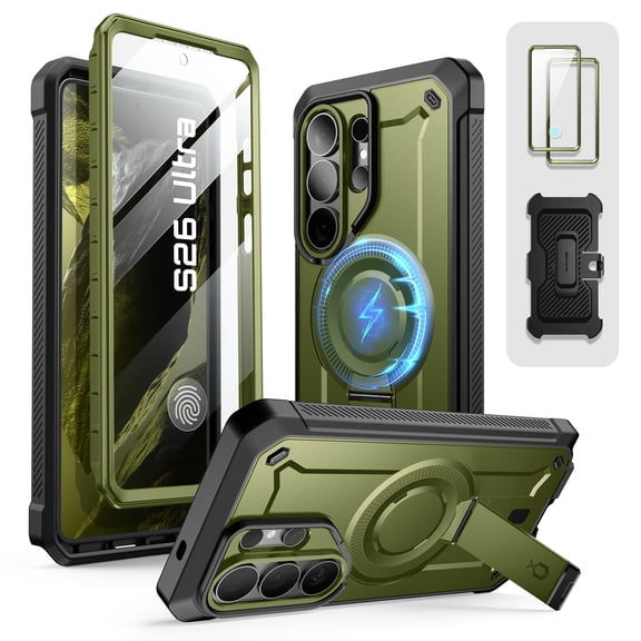 SUPCASE UB Pro Mag for Samsung Galaxy S26 Ultra Magnetic Case with Kickstand,[2 Front Frames] [N52 Magnet] [Built-in Screen Protector & Belt-Clip] Protective Phone Cover for S26 Ultra, Guldan