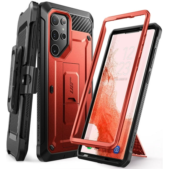 SUPCASE UB Pro Series Case for Samsung Galaxy S22 Ultra 5G(2022 Release), Full-Body Dual Layer Rugged Holster & Kickstand Case Without Built-in Screen Protector (Ruddy)
