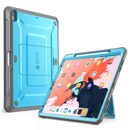 SUPCASE UB Pro Series Case for iPad Pro 11,2018, Support Pencil Charging with Built-in Screen Protector Full-Body Rugged Kickstand Protective Case for iPad Pro 11 inch 2018 Release (Blue)