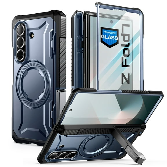 SUPCASE UBGrip for Samsung Galaxy Z Fold 7 (2025) Magnetic Case [Built-in Tempered Glass Screen Protector & Kickstand] [Military-Grade Protection] Heavy Duty Case Compatible with MagSafe Cover, Tilt