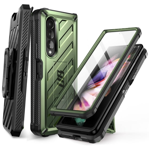 SUPCASE Unicorn Beetle Case for Galaxy Z Fold 3 5G (2021), Rugged Belt Clip Shockproof Protective Case with Built-in Screen Protector & Kickstand (Guldan)