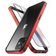 SUPCASE Unicorn Beetle Edge Series Case Designed for iPhone 12 / iPhone 12 Pro (2020 Release) 6.1 Inch, Slim Metal Frame Case with TPU Inner Bumper & Transparent (Red)