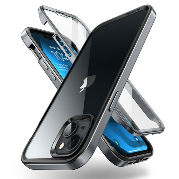 SUPCASE Unicorn Beetle Edge XT Case for iPhone 14 Plus 6.7", with Built-in Screen Protector Slim Frame Clear Protective Case (Black)