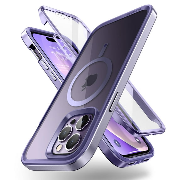 SUPCASE Unicorn Beetle EdgeMag Case for iPhone 14 Pro 6.1", Compatible with MagSafe Slim Frame Clear Protective Case with Built-in Screen Protector (Mauve)