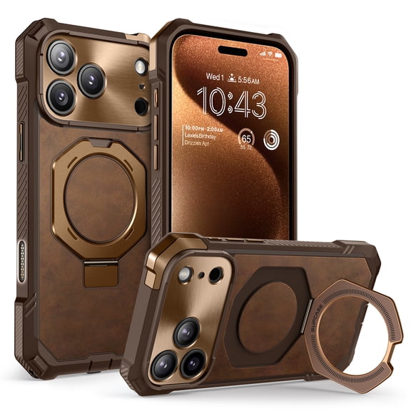 SUPCASE Unicorn Beetle Grip for 2025 iPhone 17 Pro Max 6.9" Case with Camera Control Button with Kickstand Rugged Shockproof Anti-Slip Grip Case [Compatible with MagSafe] Magnetic Phone Cover, Brown