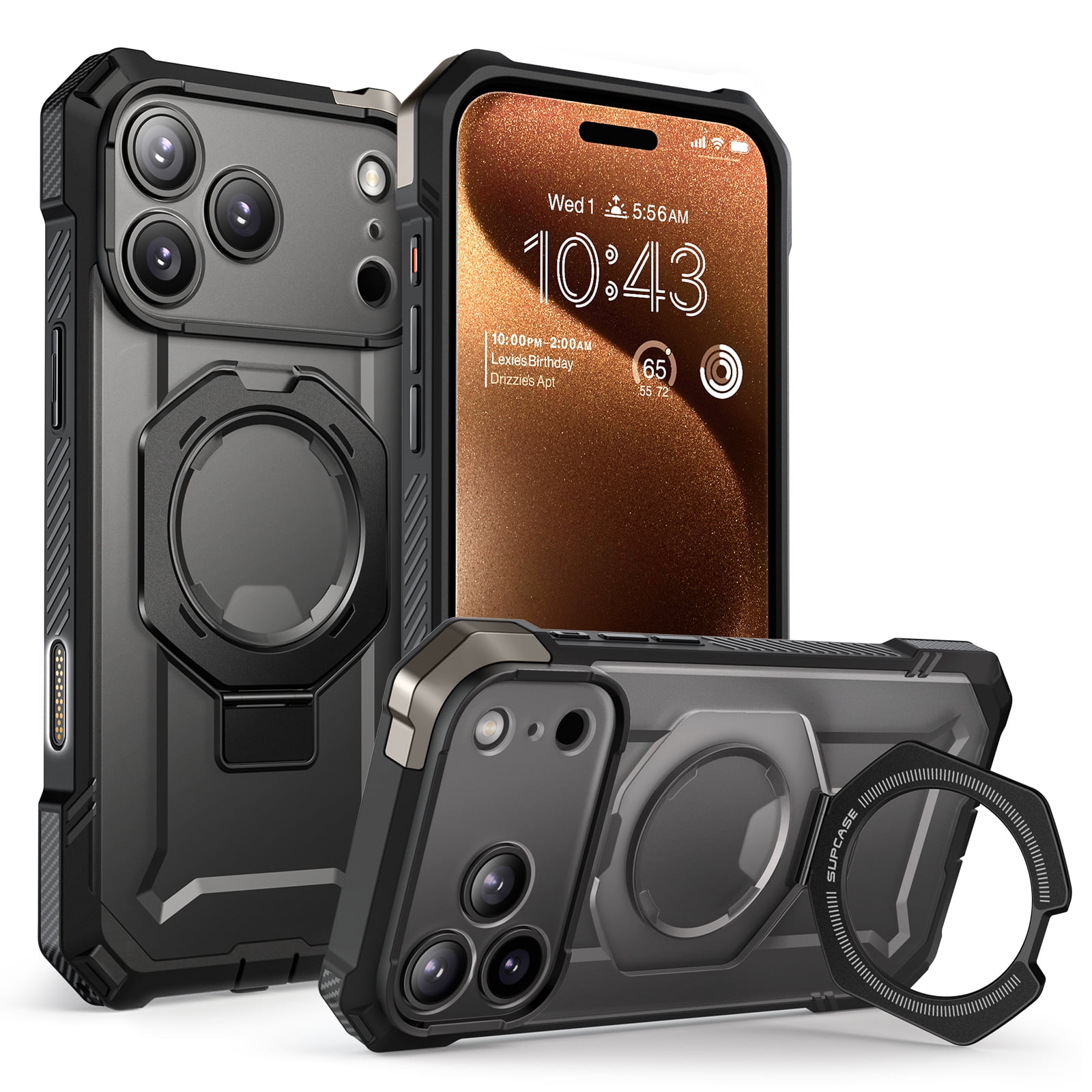 SUPCASE Unicorn Beetle Grip for 2025 iPhone 17 Pro Max 6.9" Case with Camera Control Button with Kickstand Rugged Shockproof Anti-Slip Grip Case [Compatible with MagSafe] Magnetic Phone Cover, Black