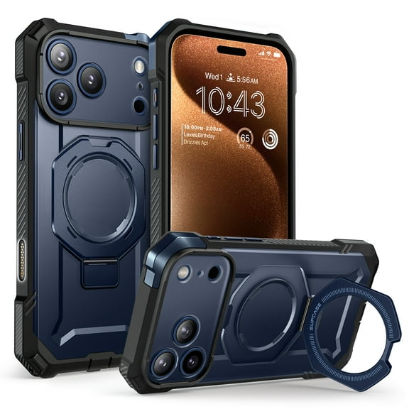 SUPCASE Unicorn Beetle Grip for 2025 iPhone 17 Pro Max 6.9" Case with Camera Control Button with Kickstand Rugged Shockproof Anti-Slip Grip Case [Compatible with MagSafe] Magnetic Phone Cover, Azure