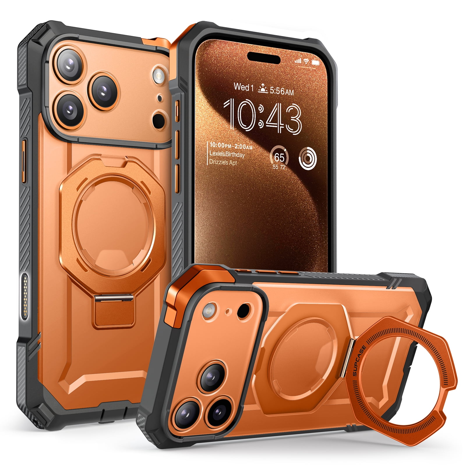 SUPCASE Unicorn Beetle Grip for 2025 iPhone 17 Pro Max 6.9" Case with Camera Control Button with Kickstand Rugged Shockproof Anti-Slip Grip Case [Compatible with MagSafe] Magnetic Phone Cover, Coral