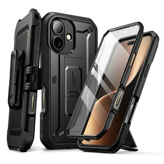SUPCASE Unicorn Beetle Pro for Apple iPhone 17 6.3" 2025 Case, [Built-in Screen Protector &Stand &Camera Control Button &Holster] Military-Grade Protection 360 Shockproof Cover for iPhone 17, Black