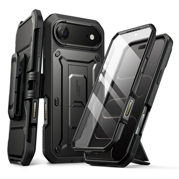 SUPCASE Unicorn Beetle Pro for Apple iPhone Air 6.5" 2025 Case, [Built-in Screen Protector &Stand &Camera Control Button &Holster] Military-Grade Protection 360 Shockproof Cover for iPhone Air, Black