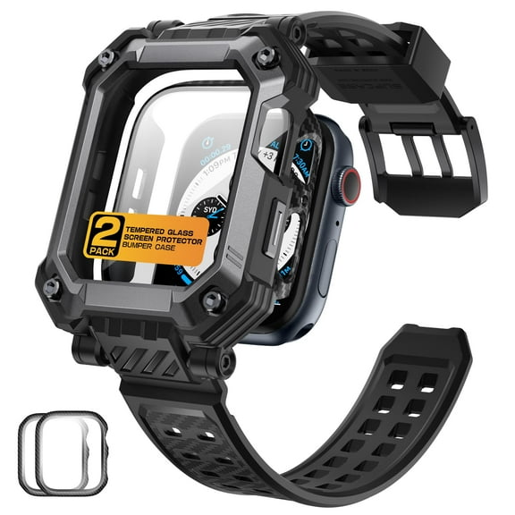 SUPCASE Unicorn Beetle Pro Case with Band for  Watch Series 8/7/6/5/4/SE [45mm], [2X Built-in Tempered Glass Screen Protector] Rugged Protective Case with Strap Bands