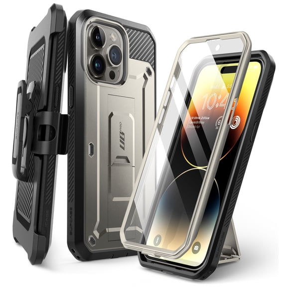 SUPCASE Unicorn Beetle Pro Case for iPhone15 Pro 6.1", Built-in Screen Protector & Kickstand & Belt-Clip Heavy Duty Rugged Case (Tigray)