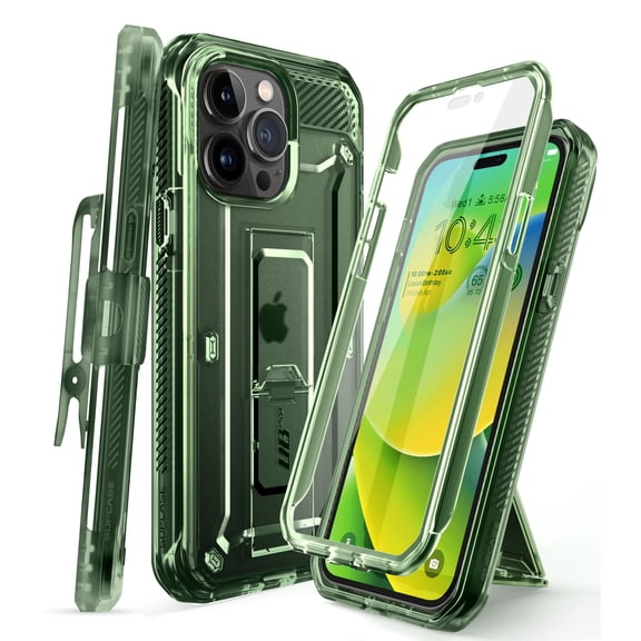 SUPCASE Unicorn Beetle Pro Case for iPhone 14 Pro Max 6.7", with Built-in Screen Protector & Kickstand & Belt-Clip Heavy Duty Rugged Case (FrostGreen)