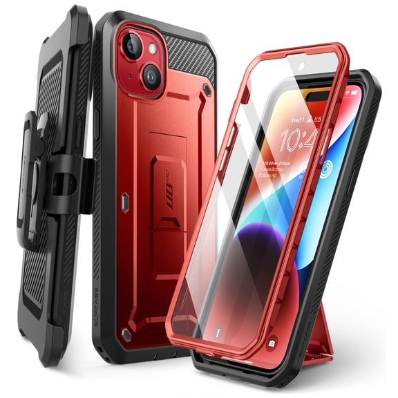 SUPCASE Unicorn Beetle Pro Case for iPhone15/iphone 13/iphone14 6.1 inch, Built-in Screen Protector & Kickstand & Belt-Clip Heavy Duty Rugged Case (Ruddy)