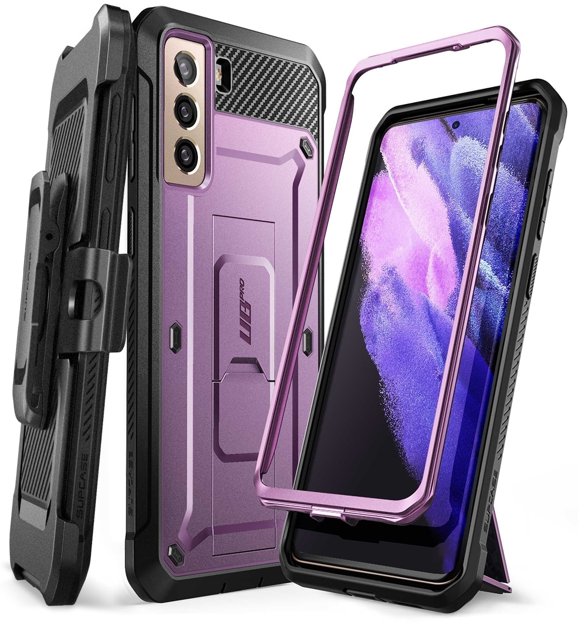 SUPCASE Unicorn Beetle Pro Series Case Designed for Samsung Galaxy S21 5G (2021 Release), Full-Body Dual Layer Rugged Holster & Kickstand Case Without Built-in Screen Protector (Violte)