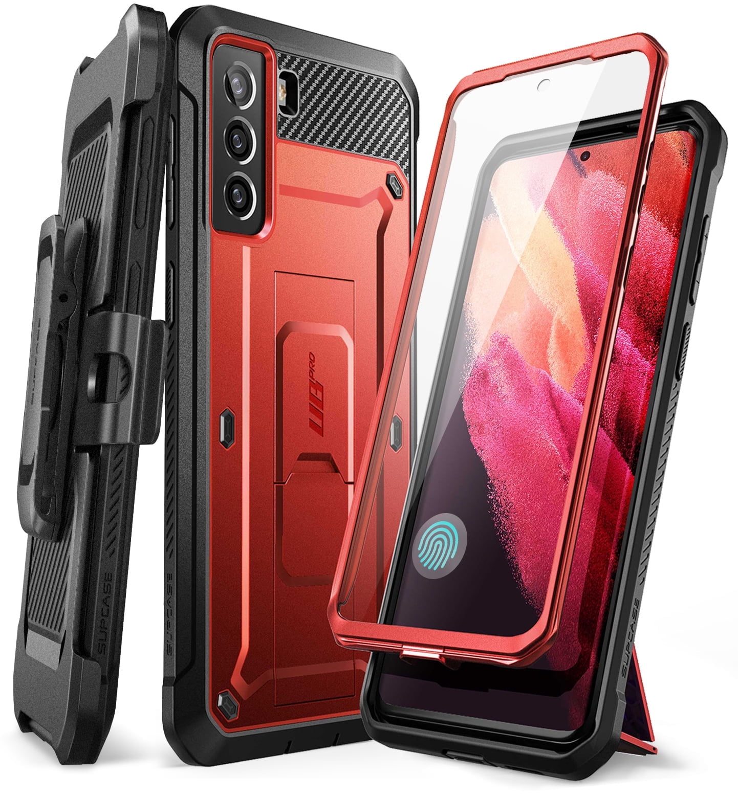 SUPCASE Unicorn Beetle Pro Series Case Designed for Samsung Galaxy S21 FE 5G (2022 Release), Full-Body Dual Layer Rugged Holster & Kickstand Case with Built-in Screen Protector (Ruddy)