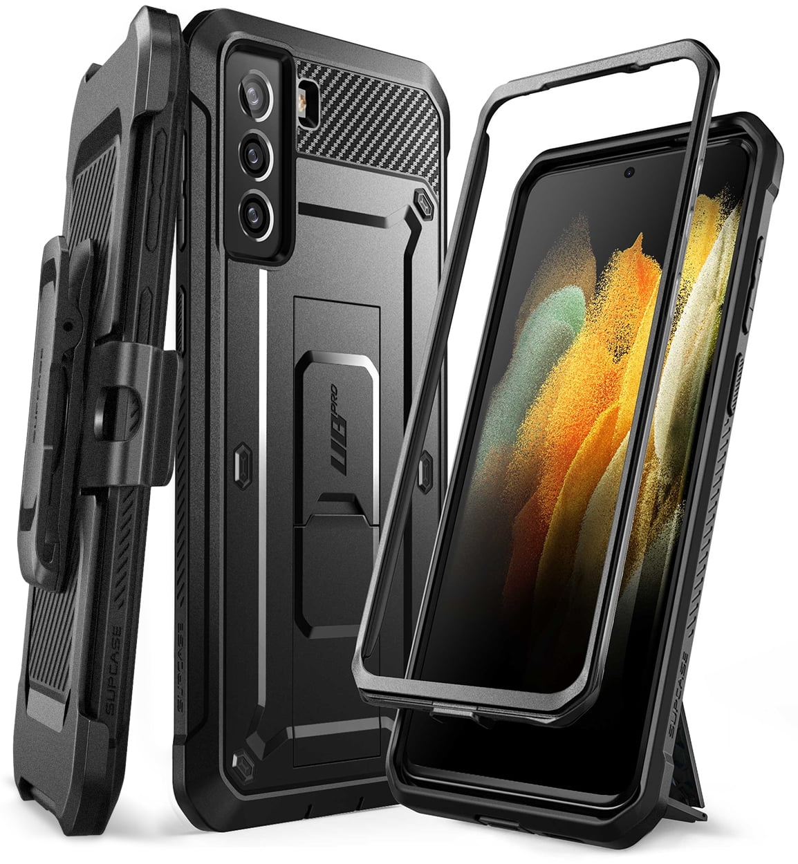 SUPCASE Unicorn Beetle Pro Series Case Designed for Samsung Galaxy S21 Plus 5G (2021 Release), Full-Body Dual Layer Rugged Holster & Kickstand Case Without Built-in Screen Protector (Black)