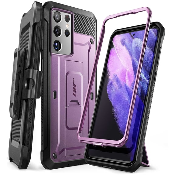 SUPCASE Unicorn Beetle Pro Series Case Designed for Samsung Galaxy S21 Ultra 5G (2021 Release), Full-Body Dual Layer Rugged Holster & Kickstand Case Without Built-in Screen Protector (Violte)