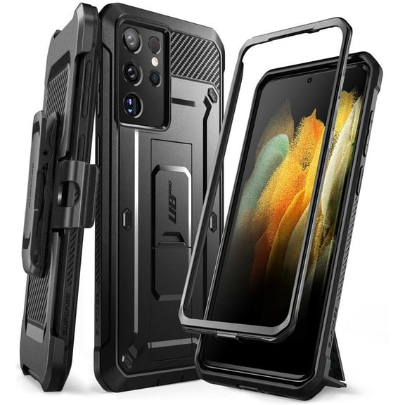 SUPCASE Unicorn Beetle Pro Series Case Designed for Samsung Galaxy S21 Ultra 5G (2021 Release), Full-Body Dual Layer Rugged Holster & Kickstand Case Without Built-in Screen Protector (Black)