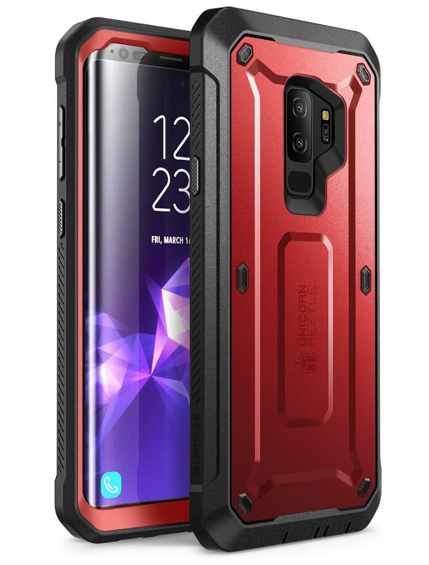 SUPCASE Unicorn Beetle Pro Series Case Designed for Samsung Galaxy S9+ Plus, with Built-in Screen Protector Full-Body Rugged Holster Case for Galaxy S9+ Plus (2018 Release) (MetallicRed)