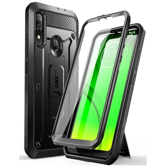 SUPCASE Unicorn Beetle Pro Series Case Designed for Moto E6 Plus 2019, Built-in Screen Protector Full-Body Rugged Holster & Kickstand Case (Black)