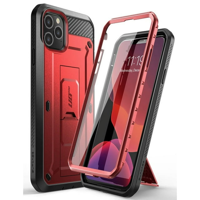 SUPCASE Unicorn Beetle Pro Series Case Designed for iPhone 11 Pro 5.8 Inch (2019 Release), Built-in Screen Protector Full-Body Rugged Holster Case (MetallicRed)