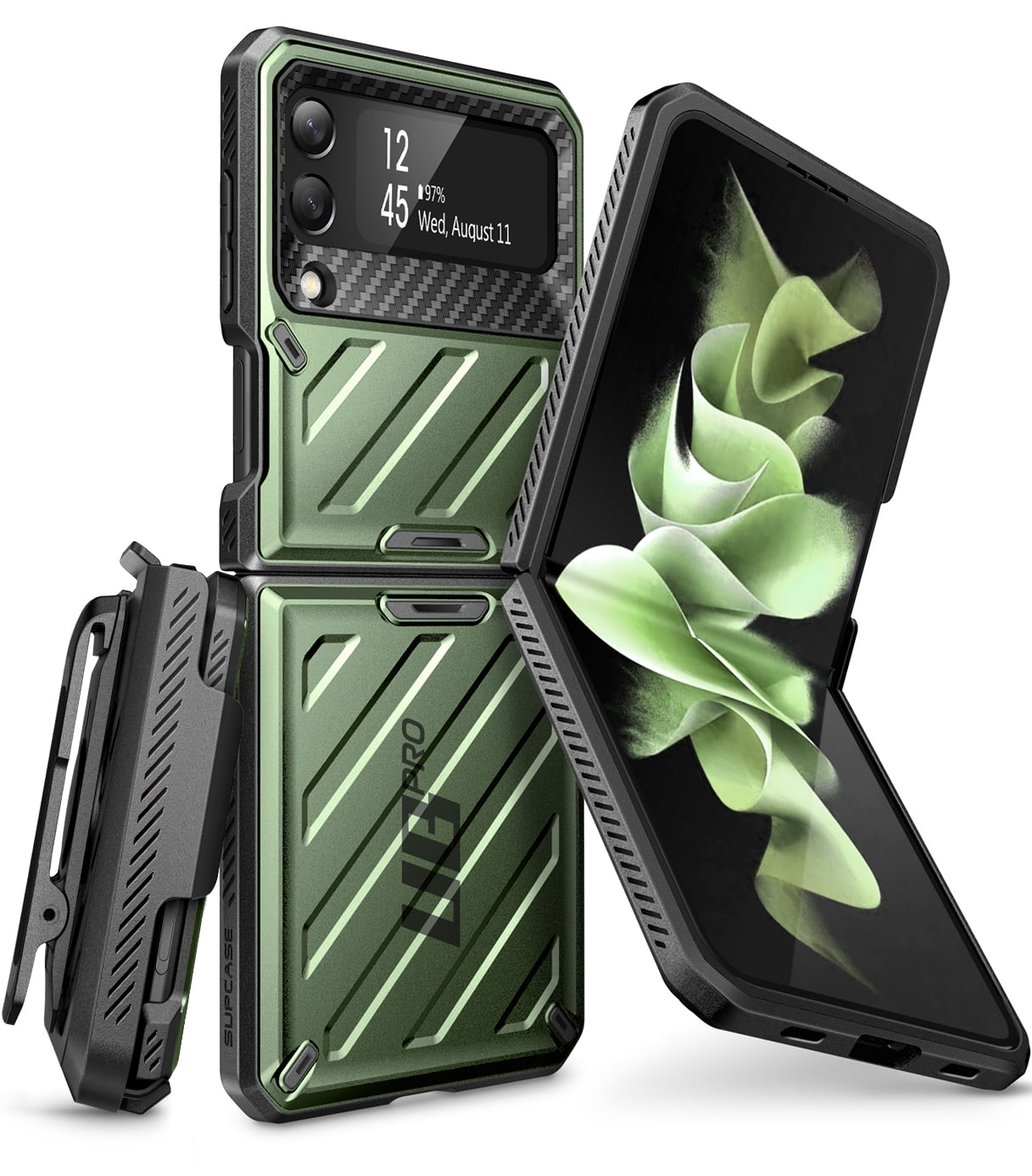 SUPCASE Unicorn Beetle Pro Series Case for Samsung Galaxy Z Flip 3 5G (2021), Full-Body Dual Layer Rugged Protective Case with Holster (Guldan)