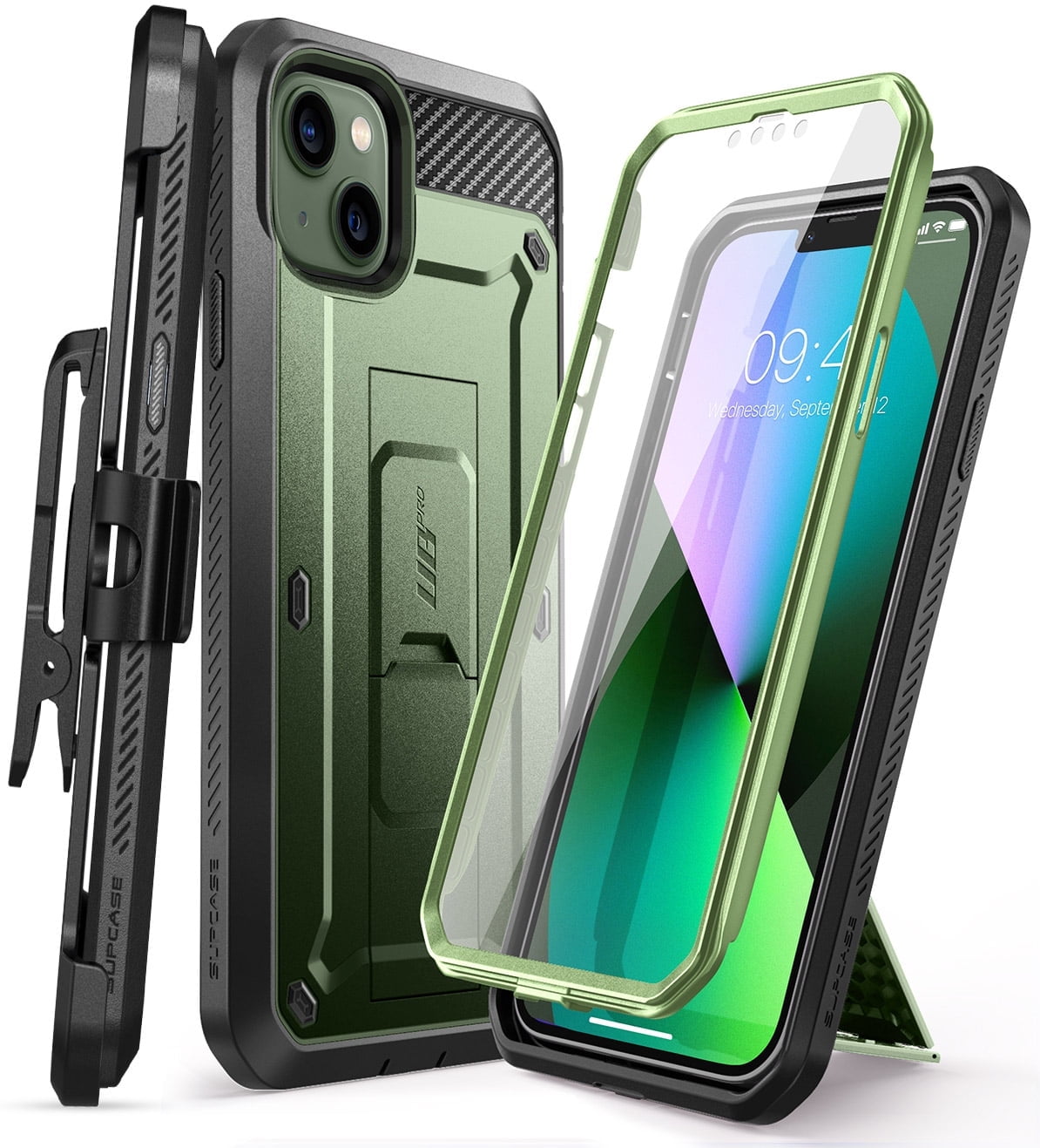 SUPCASE Unicorn Beetle Pro Series Case for iPhone 13 (2021 Release) 6.1 Inch, Built-in Screen Protector Full-Body Rugged Holster Case (Guldan)