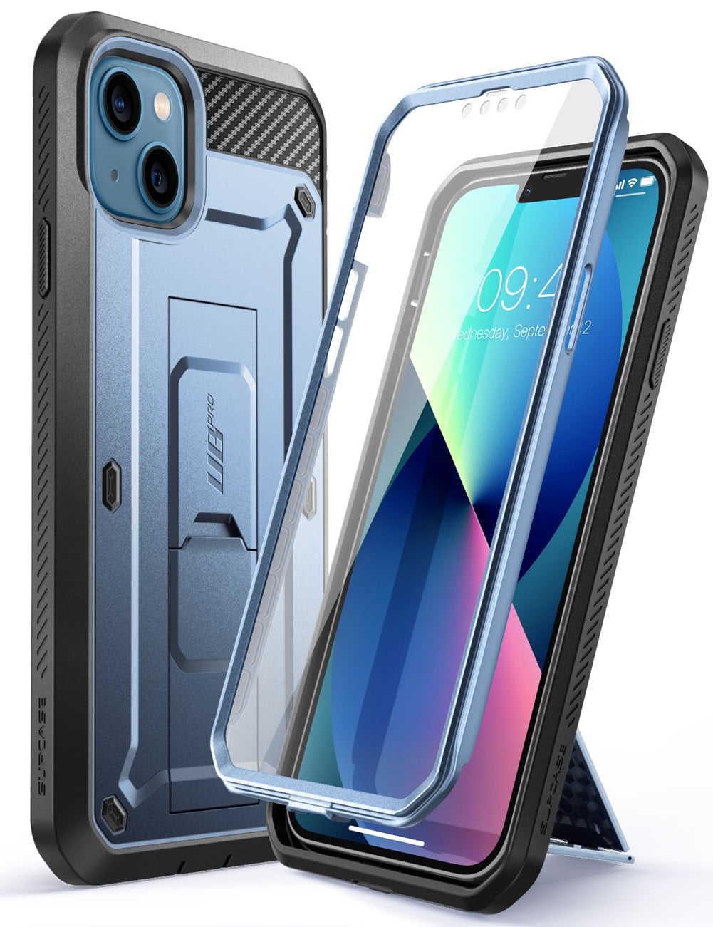 SUPCASE Unicorn Beetle Pro Series Case for iPhone 13 Mini (2021 Release) 5.4 Inch, Built-in Screen Protector Full-Body Rugged Holster Case (Cerulean)