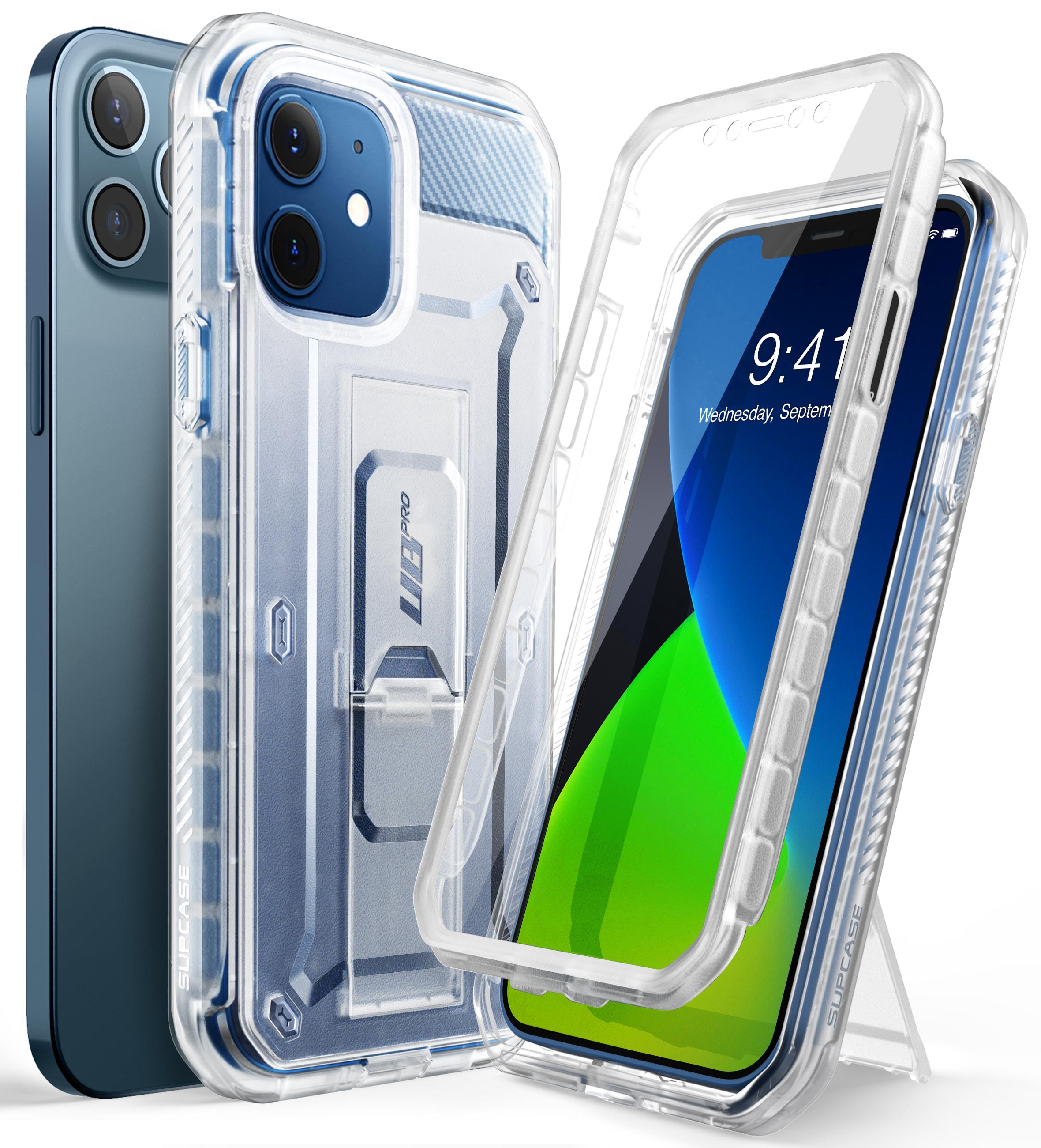SUPCASE Unicorn Beetle Pro Series Case for iPhone 12 / iPhone 12 Pro (2020 Release) 6.1 Inch, Built-in Screen Protector Full-Body Rugged Holster Case (Frost)