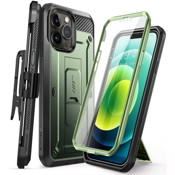 SUPCASE Unicorn Beetle Pro Series Case for iPhone 13 Pro Max (2021 Release) 6.7 Inch, Built-in Screen Protector Full-Body Rugged Holster Case (Guldan)