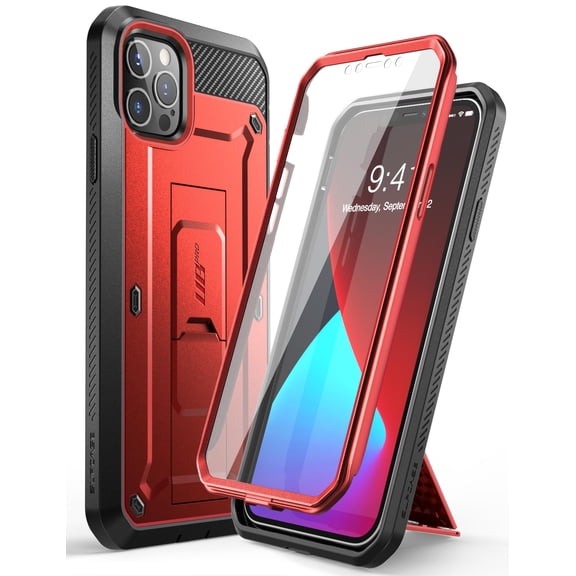 SUPCASE Unicorn Beetle Pro Series Designed Apple iPhone 12 Pro Max Case 6.7 Inch (2020 Release), Built-in Screen Protector Full-Body Rugged Holster Case for iPhone 12 Pro Max (Red)