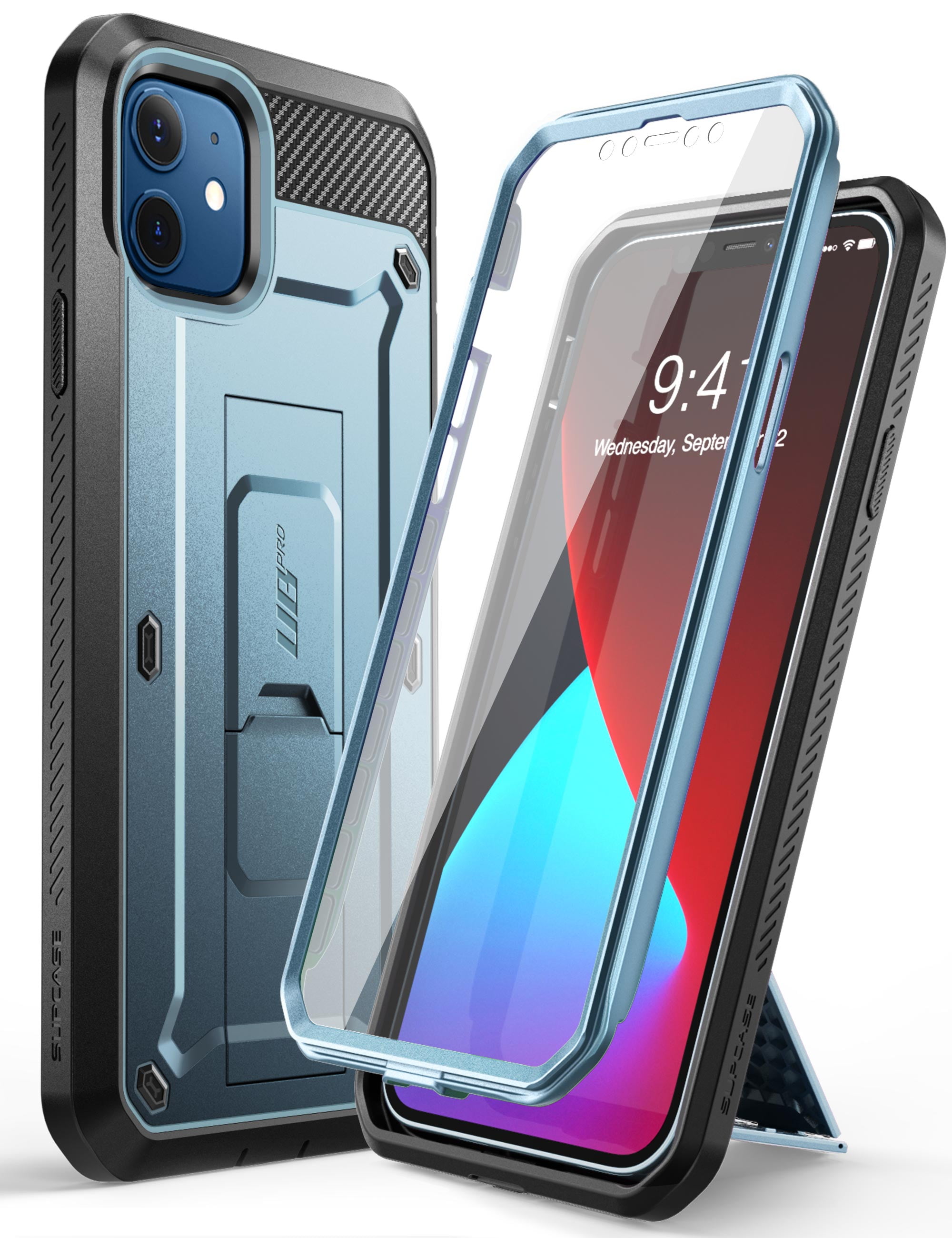 SUPCASE Unicorn Beetle Pro Series Designed Apple iPhone 12 Mini Case 5.4 Inch (2020 Release), Built-in Screen Protector Full-Body Rugged Holster Case for iPhone 12 Mini (Cerulean)