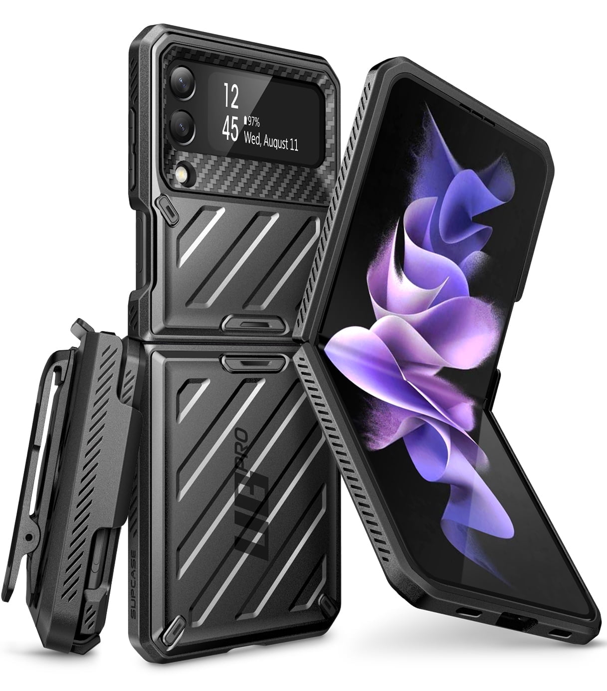 SUPCASE Unicorn Beetle Pro Series Rugged Protective Phone Case for Samsung Galaxy Z Flip 3, Black