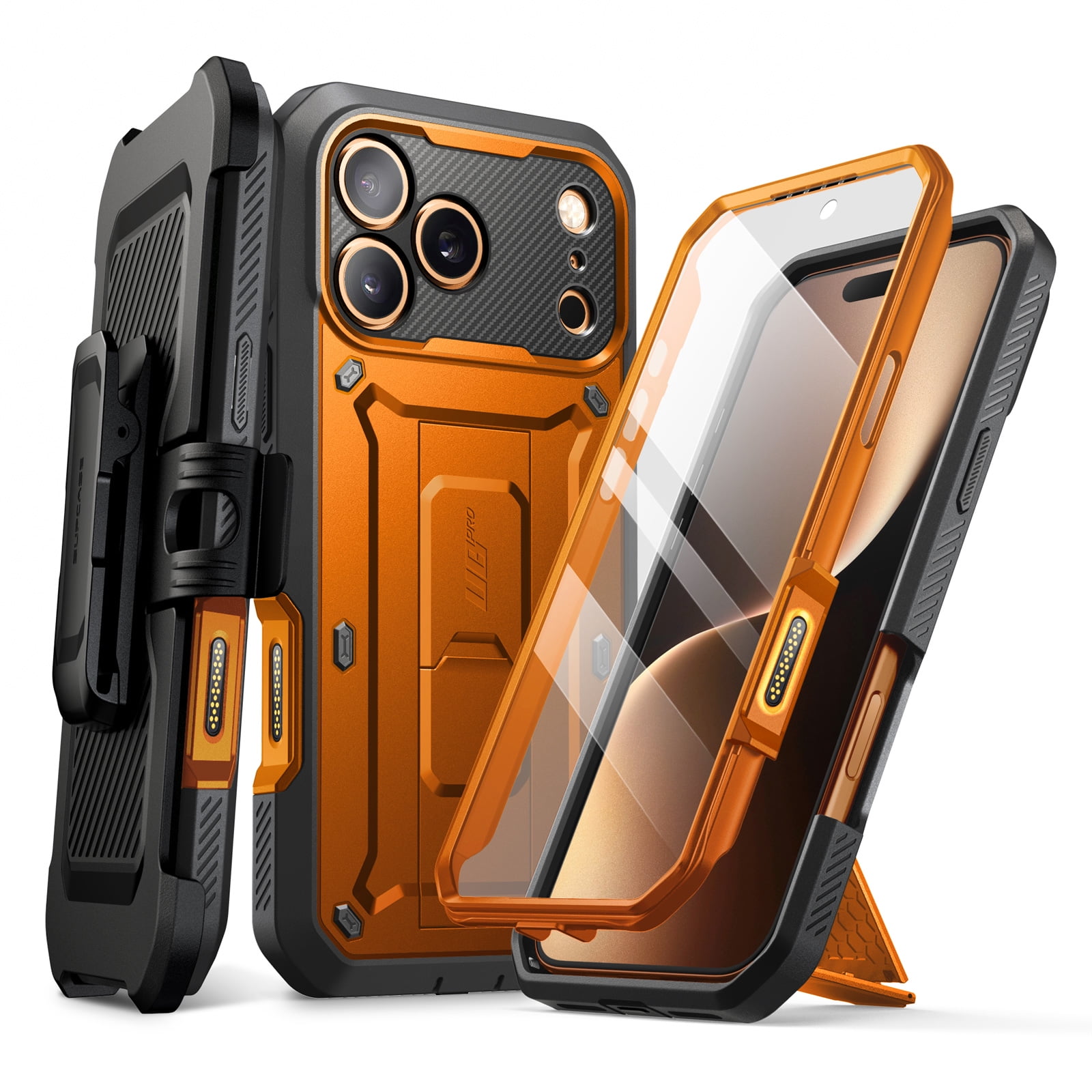 SUPCASE Unicorn Beetle Pro for iPhone 17 Pro Max 6.9" 2025 Case with Screen Protector, [Built-in Stand & Camera Control Button & Belt-Clip] [Military-Grade Protection] Full Body Phone Cover, Coral