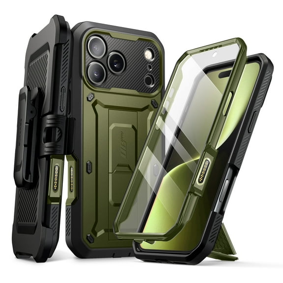 SUPCASE Unicorn Beetle Pro for iPhone 17 Pro Max 6.9" 2025 Case with Screen Protector, [Built-in Stand & Camera Control Button & Belt-Clip] [Military-Grade Protection] Full Body Phone Cover, Guldan