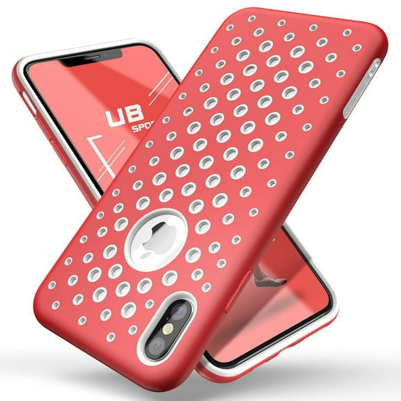 SUPCASE Unicorn Beetle Sport Series Case for iPhone Xs Case 2018 Release Liquid Silicone Rubber PC Premium Hybrid Case [Hole Pattern] with Heat Dissipation(Red)