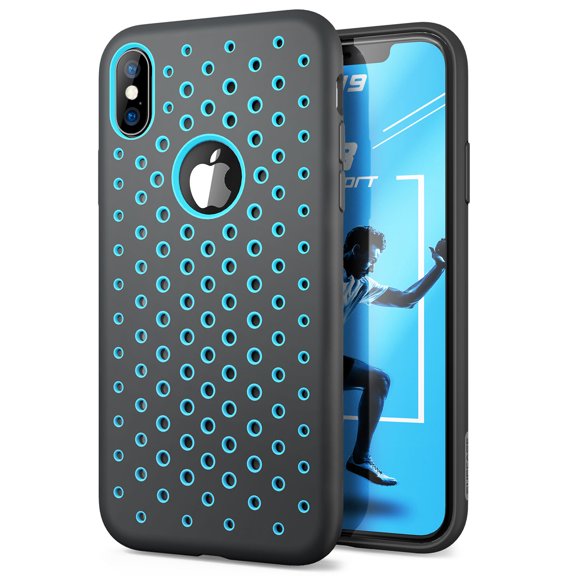 SUPCASE Unicorn Beetle Sport Series Designed for iPhone Xs Max Case 2018 Release Liquid Silicone Rubber Premium Hybrid Case [Hole Pattern] with Heat Dissipation (Blue)
