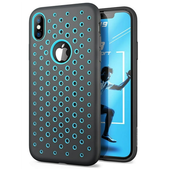 SUPCASE Unicorn Beetle Sport Series Designed for iPhone Xs Max Case 2018 Release, Liquid TPU Silicone Rubber Premium Hybrid Case [Hole Pattern] with Heat Dissipation V2.0(Blue/Gray)