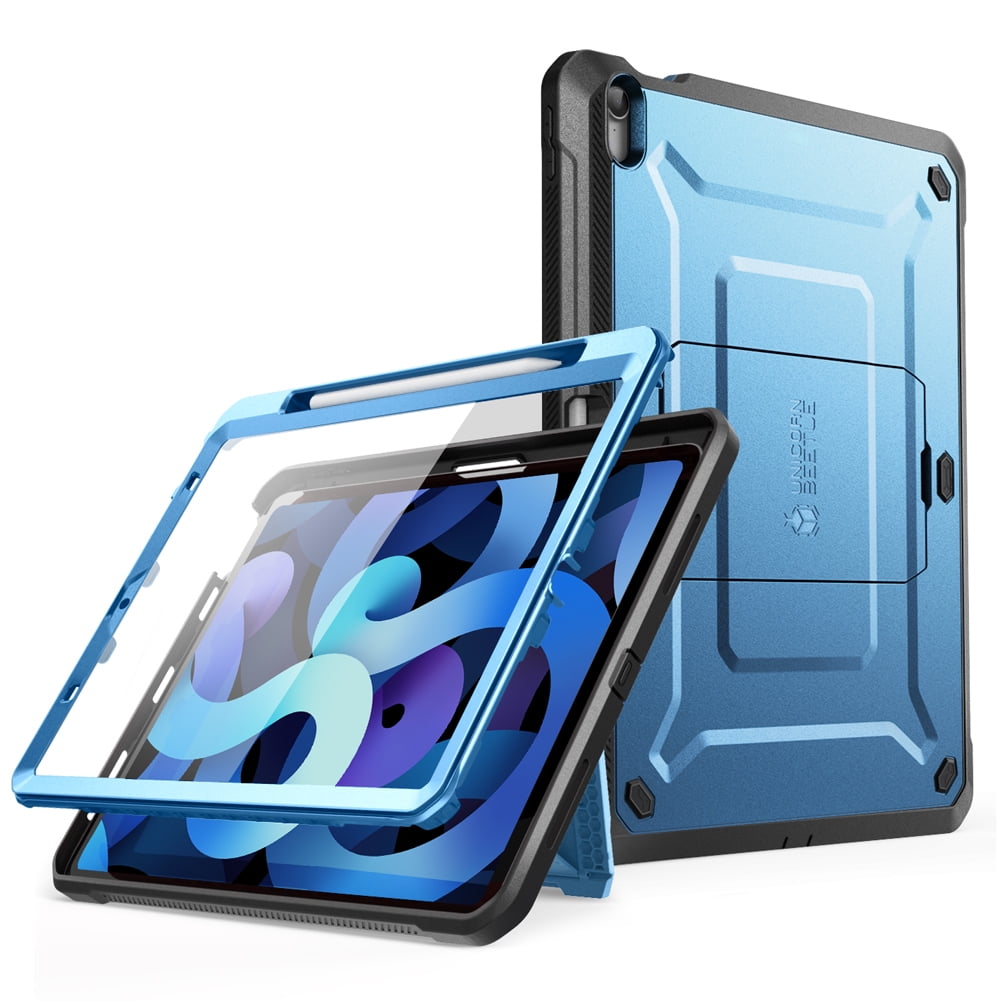SUPCASE for iPad Air 5th Generation / iPad Air 4th Generation Case with Pencil Holder (Unicorn Beetle Pro), [Built-in Screen Protector & Stand] Rugged Case for iPad Air 5/4 10.9 Inch -Metallic Blue