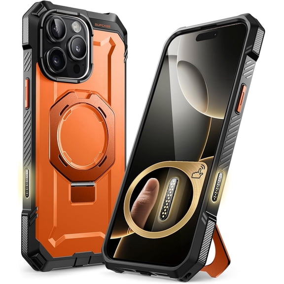 SUPCASE for iPhone 16 Pro Case with Camera Control Capture Button (Unicorn Beetle Grip), [Compatible MagSafe] Heavy Duty Rugged Magnetic Stand Phone 6.3'' 2024, Magma