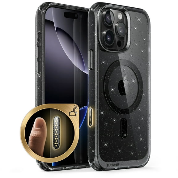 SUPCASE for iPhone 16 Pro Max Case with Camera Control Capture Button (Unicorn Beetle Mag), [Compatible with MagSafe] [Military-Grade Protection] Slim Clear Magnetic Phone Case Cover (GlitterBlack)