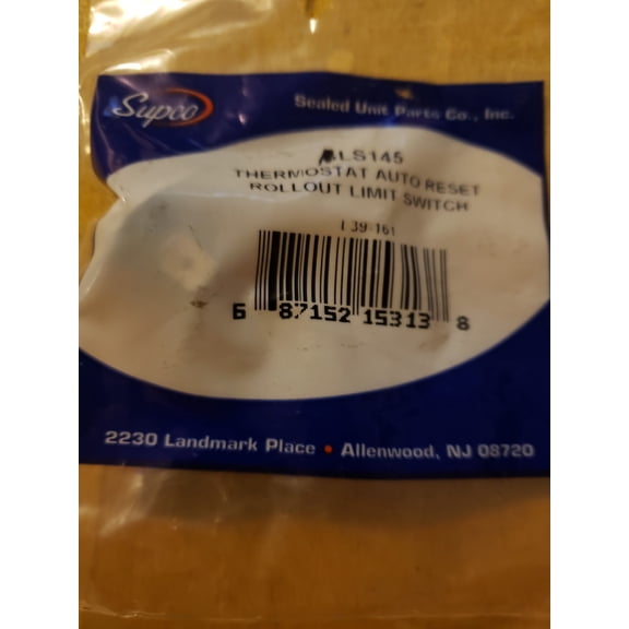 SUPCO SLS145 THERMOSTAT AUTO RESET ROLLOUT LIMIT SWITCH OPEN 145 F CLOSE 105F