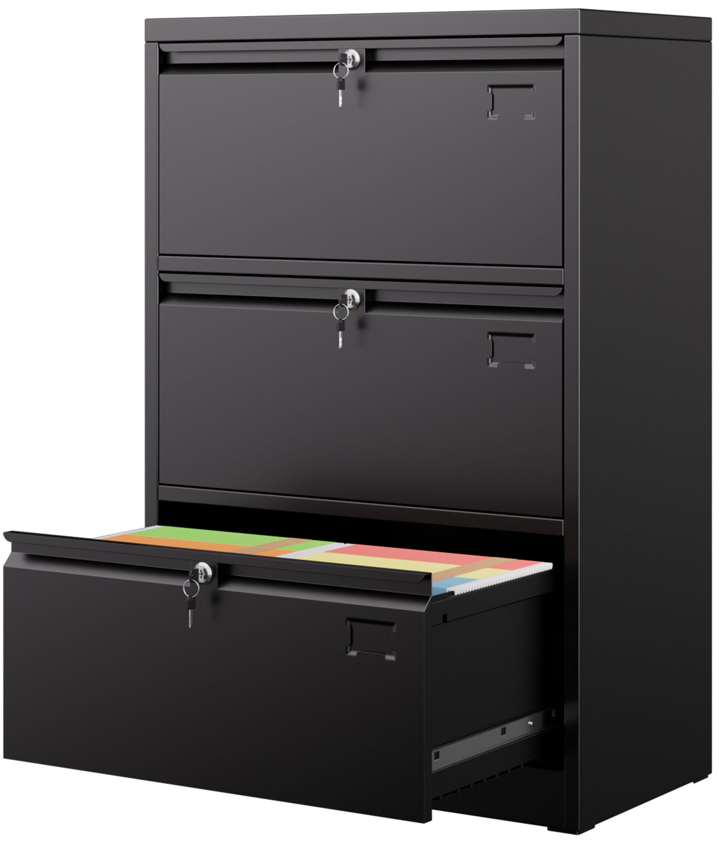 SUPEER 3 Drawers Metal Lateral File Storage Cabinet with 3 Individual Locks and Hanging Folders for Letter/Legal A4 Size, Wide File Storage Cabinet for Home Office School, Assembly Required